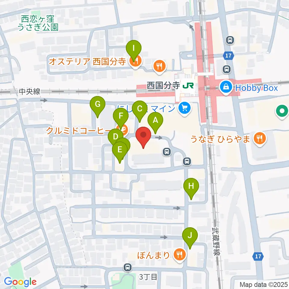 国分寺市立いずみホール周辺の駐車場・コインパーキング一覧地図