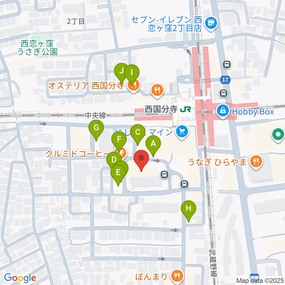 国分寺市立いずみホール周辺の駐車場・コインパーキング一覧地図
