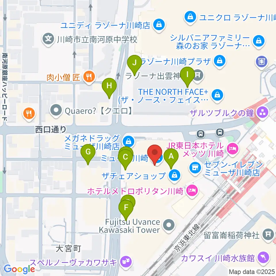 ミューザ川崎シンフォニーホール周辺の駐車場・コインパーキング一覧地図