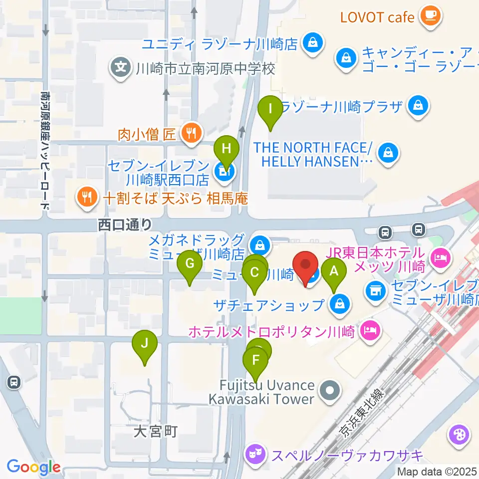 ミューザ川崎シンフォニーホール周辺の駐車場・コインパーキング一覧地図