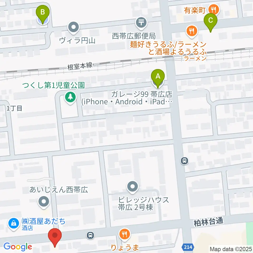 平井音楽事務所 十勝帯広の音楽教室周辺の駐車場・コインパーキング一覧地図