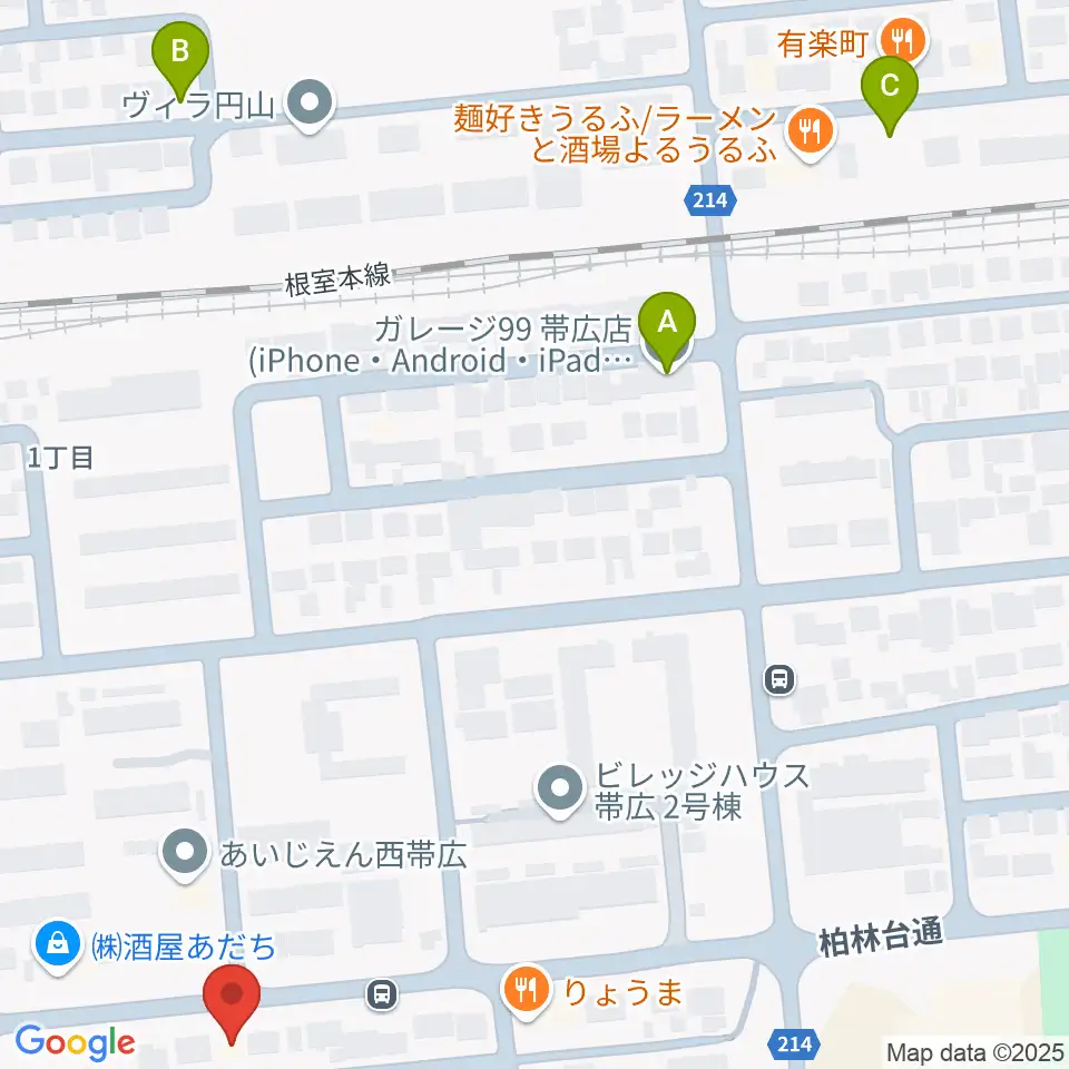 平井音楽事務所 十勝帯広の音楽教室周辺の駐車場・コインパーキング一覧地図