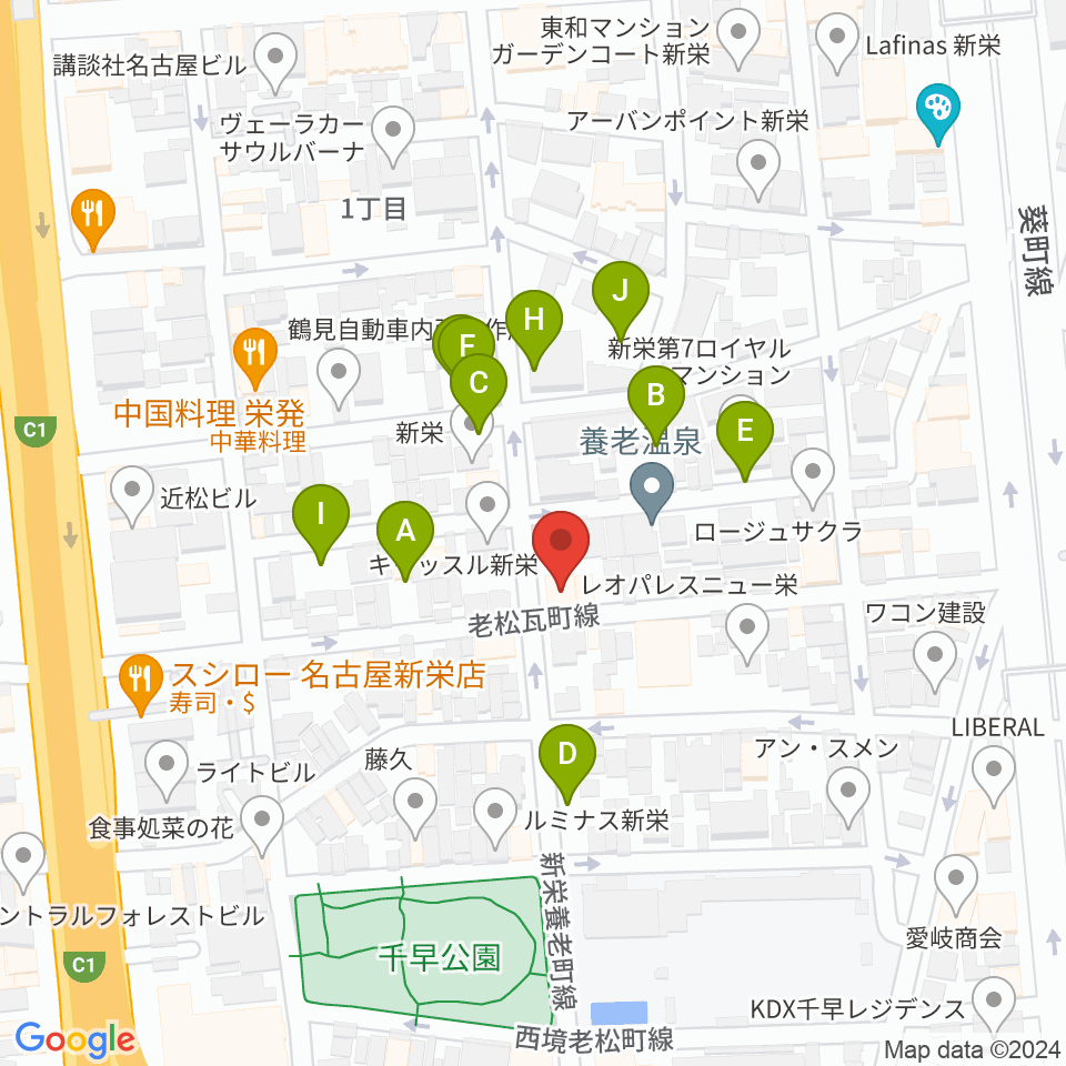 リフレクトスタジオ新栄店周辺の駐車場・コインパーキング一覧地図