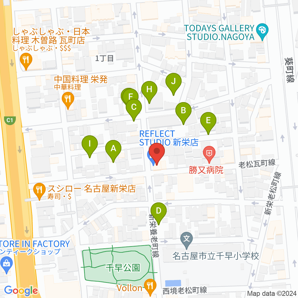 リフレクトスタジオ新栄店周辺の駐車場・コインパーキング一覧地図