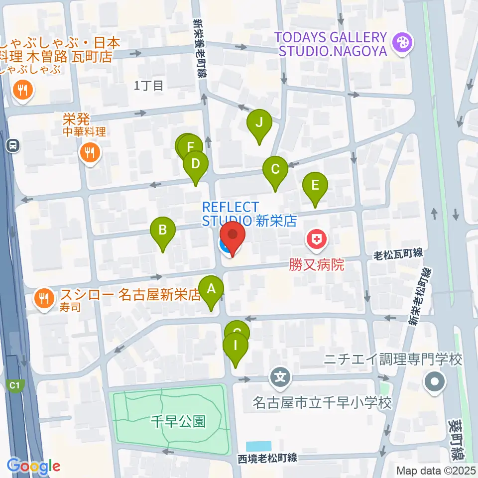 リフレクトスタジオ新栄店周辺の駐車場・コインパーキング一覧地図