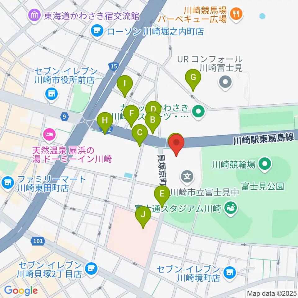 川崎市教育文化会館周辺の駐車場・コインパーキング一覧地図