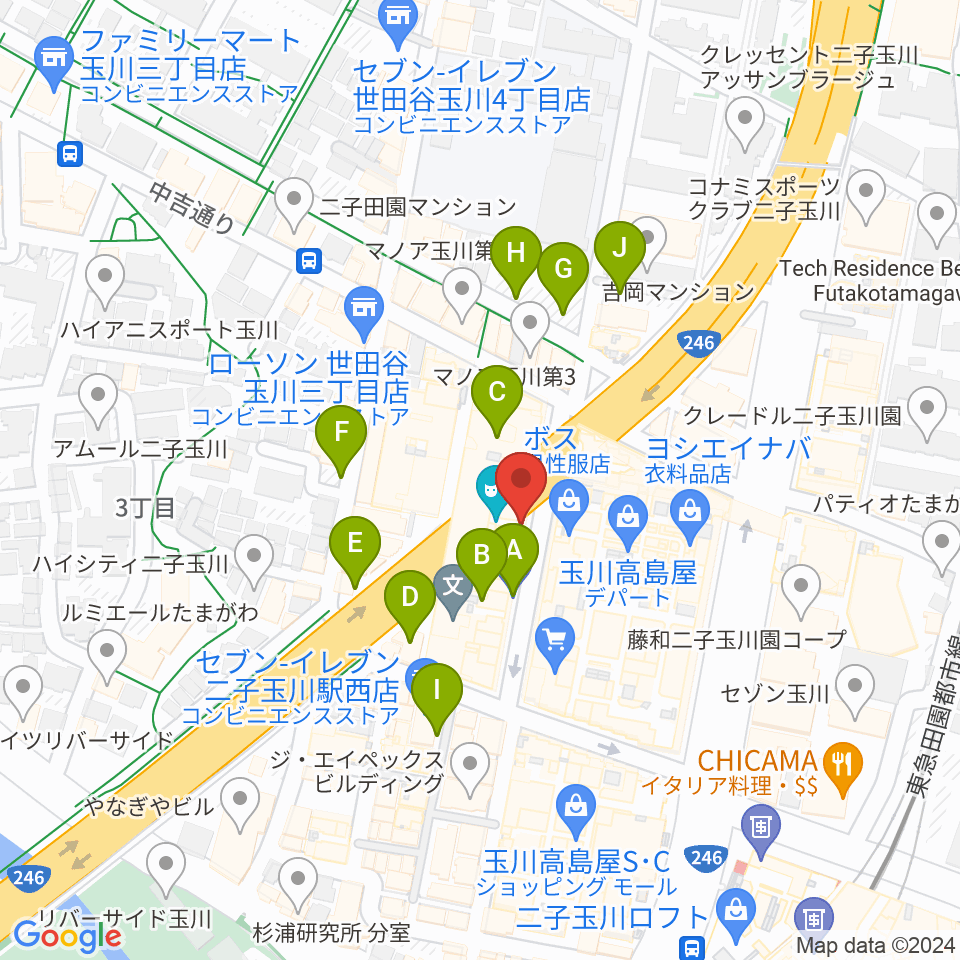 二子玉川アレーナホール周辺の駐車場・コインパーキング一覧地図