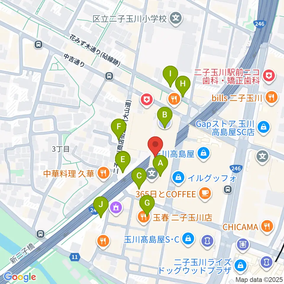 二子玉川アレーナホール周辺の駐車場・コインパーキング一覧地図