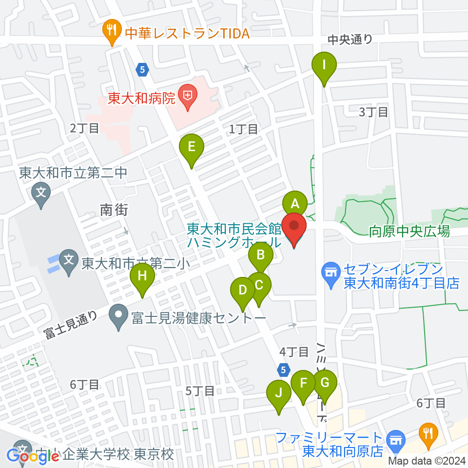 東大和市民会館ハミングホール周辺の駐車場・コインパーキング一覧地図