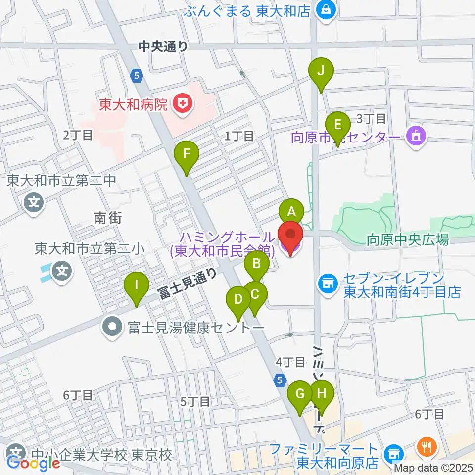東大和市民会館ハミングホール周辺の駐車場・コインパーキング一覧地図