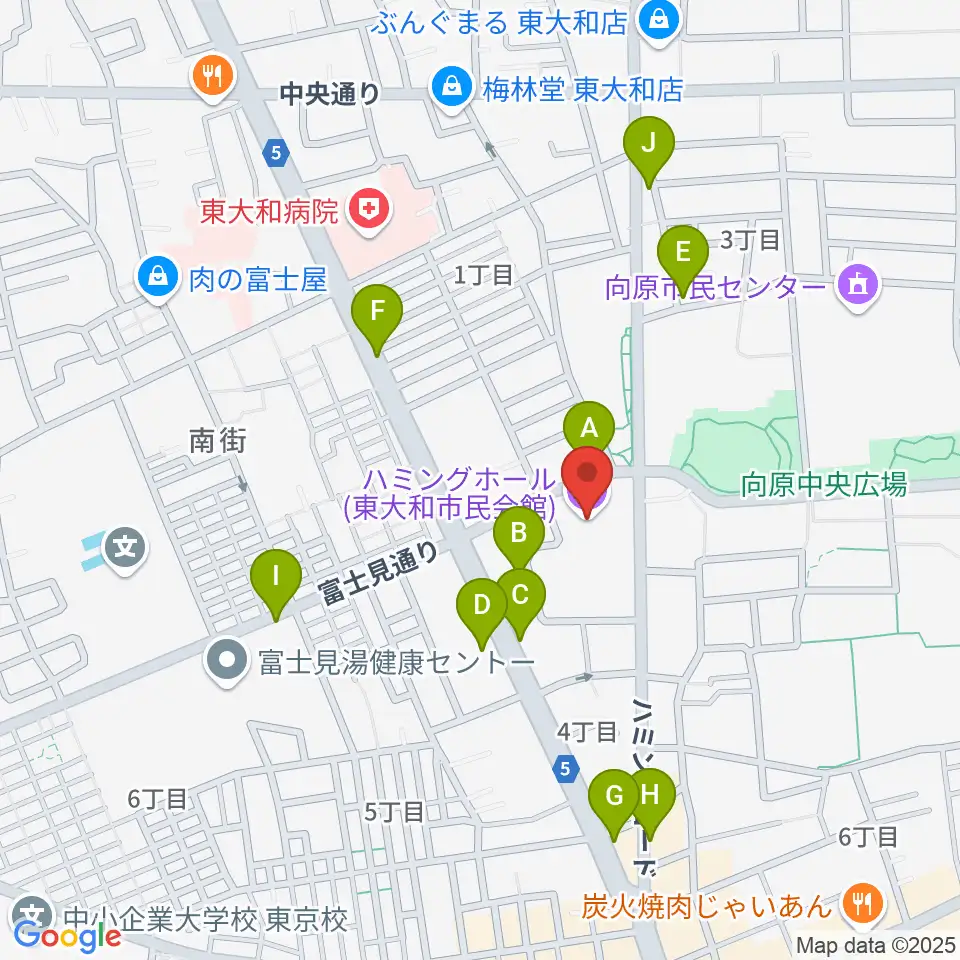 東大和市民会館ハミングホール周辺の駐車場・コインパーキング一覧地図