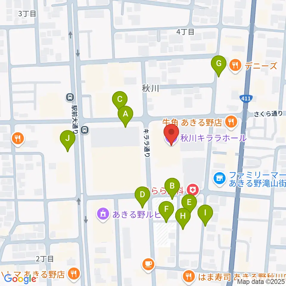 S&D秋川キララホール周辺の駐車場・コインパーキング一覧地図