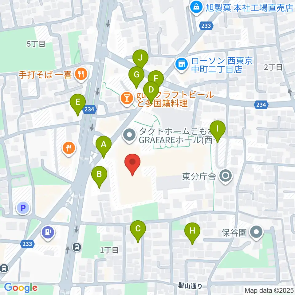 タクトホームこもれびGRAFAREホール周辺の駐車場・コインパーキング一覧地図