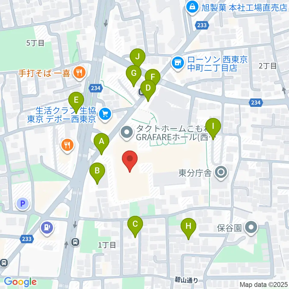 タクトホームこもれびGRAFAREホール周辺の駐車場・コインパーキング一覧地図