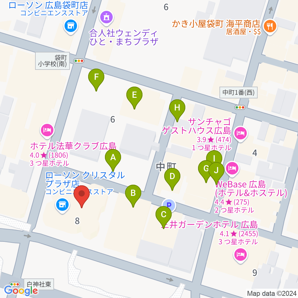 広島ライブジューク周辺の駐車場・コインパーキング一覧地図