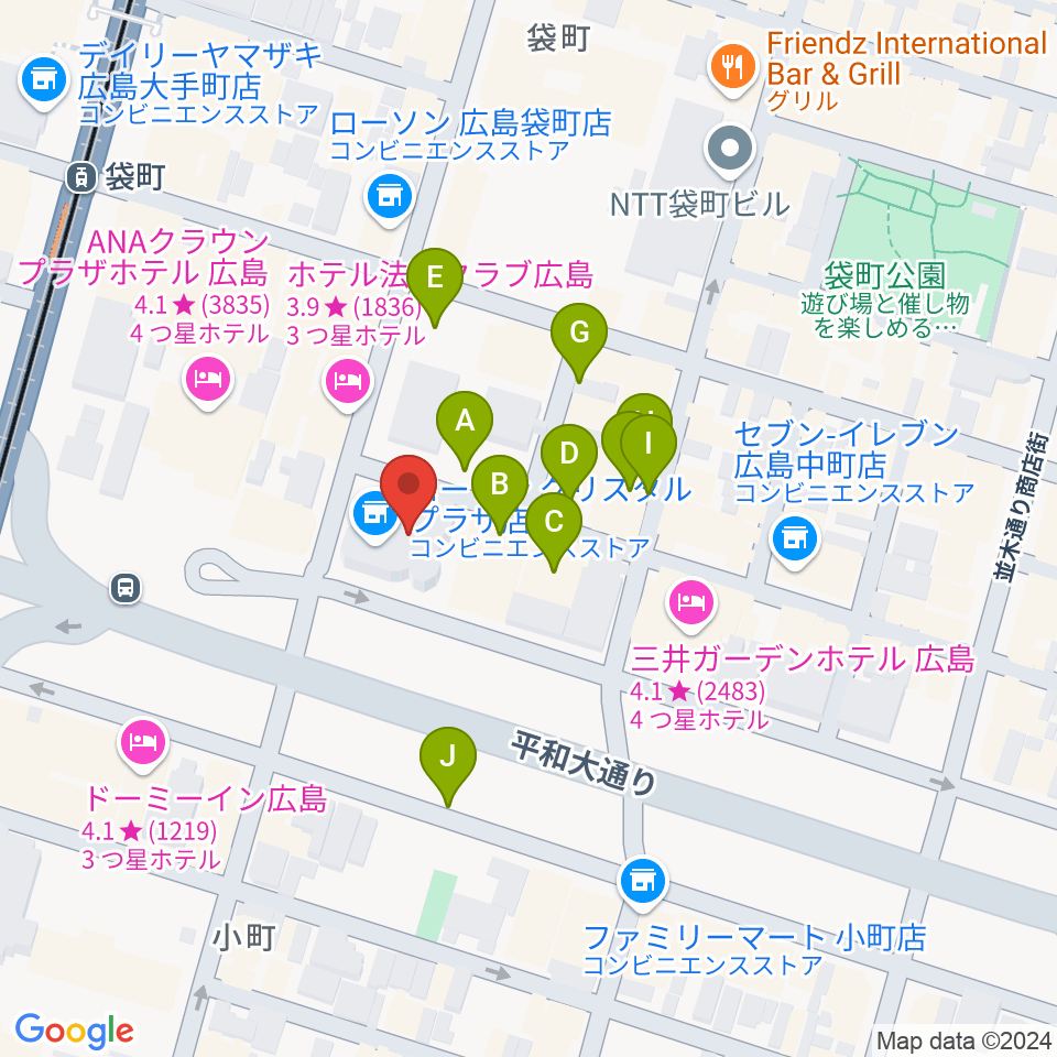 広島ライブジューク周辺の駐車場・コインパーキング一覧地図