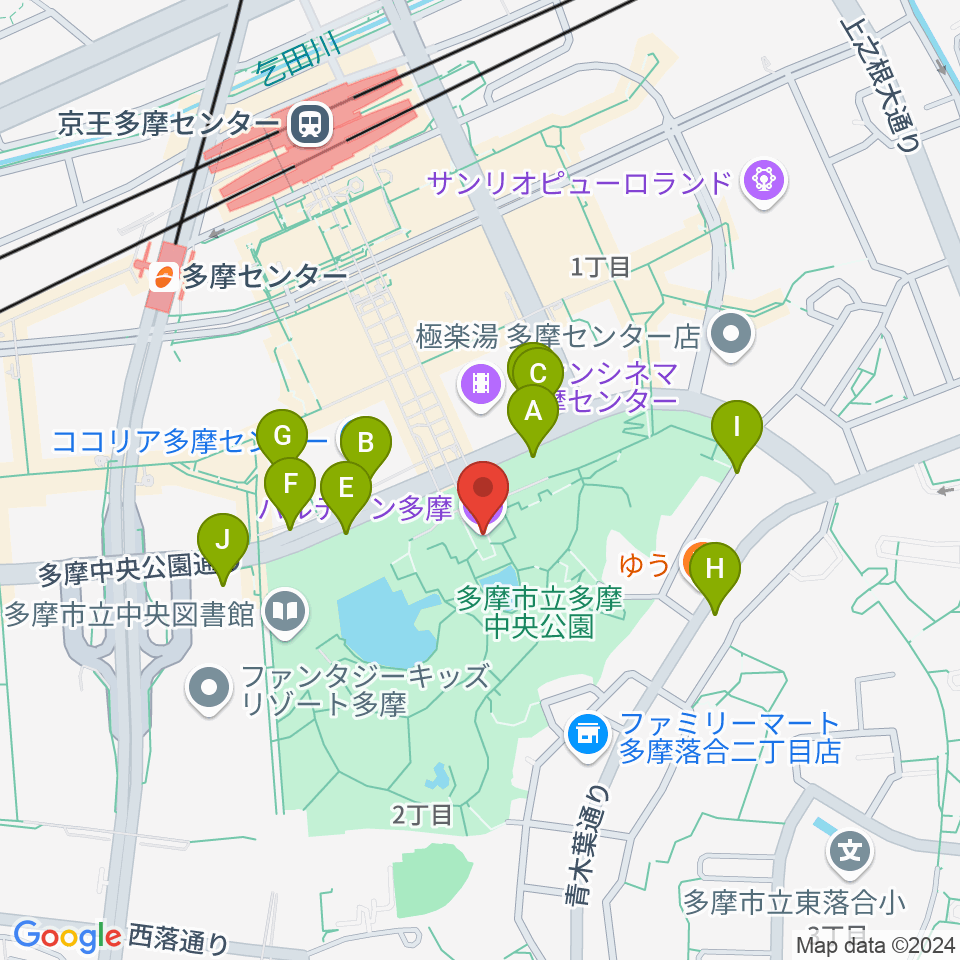 パルテノン多摩周辺の駐車場・コインパーキング一覧地図