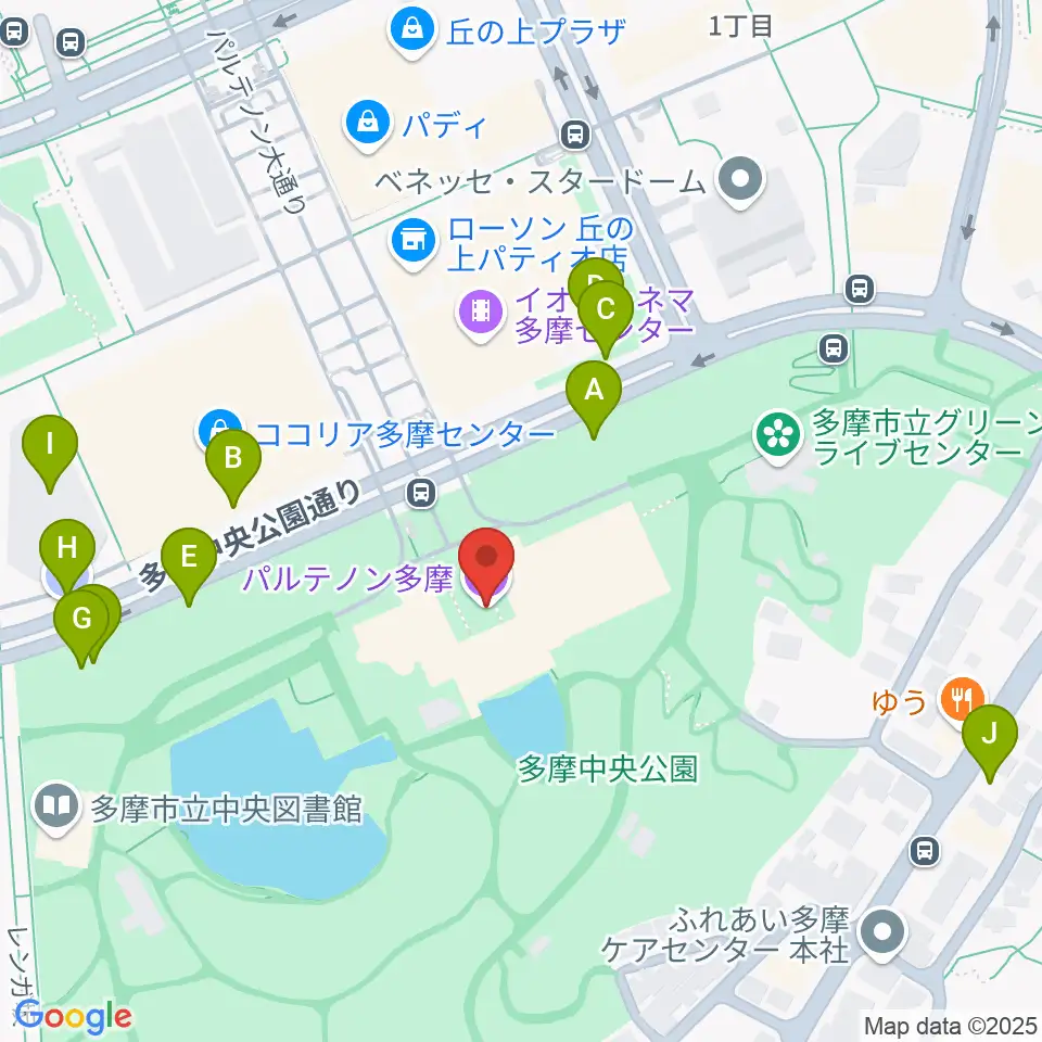 パルテノン多摩周辺の駐車場・コインパーキング一覧地図
