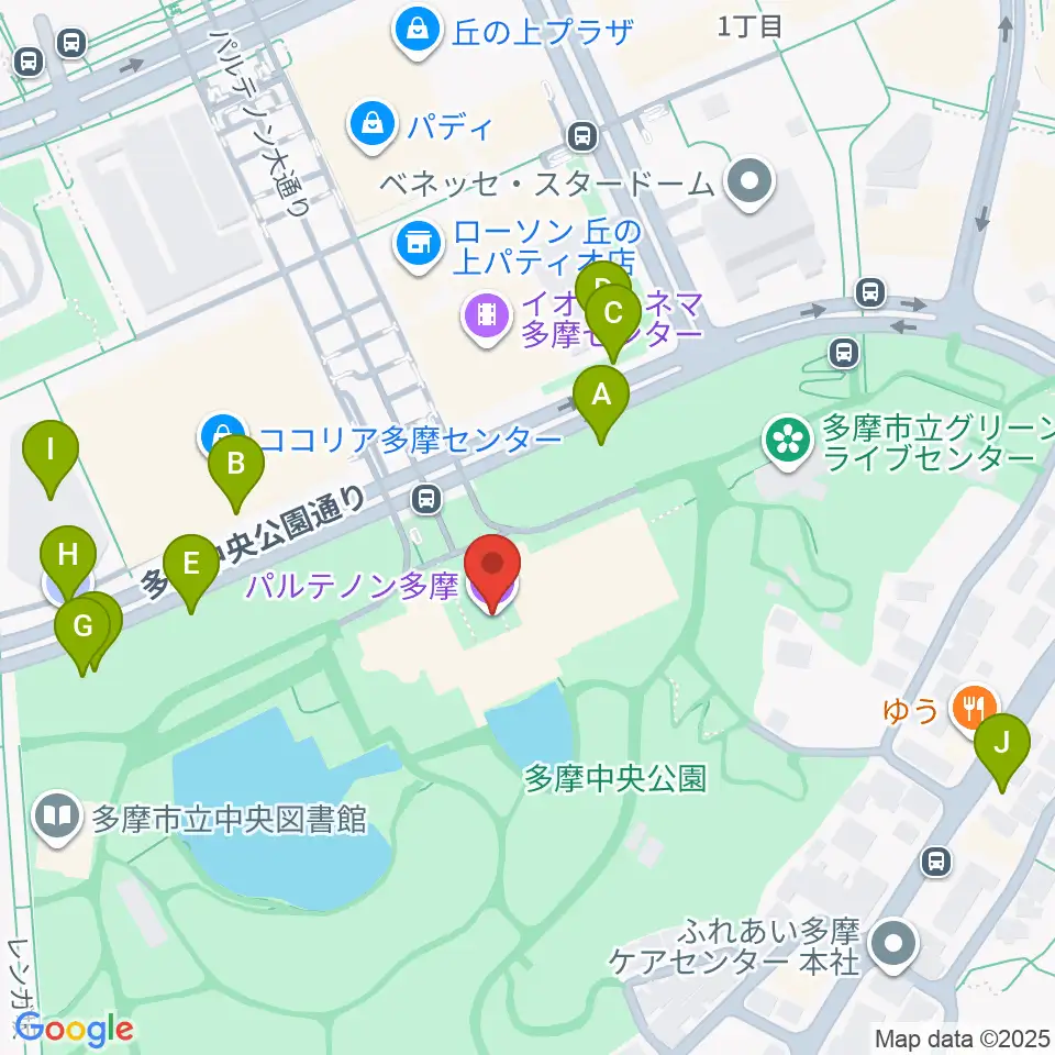 パルテノン多摩周辺の駐車場・コインパーキング一覧地図