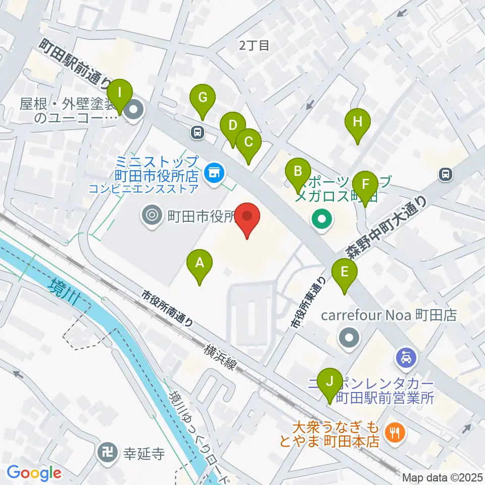 町田市民ホール周辺の駐車場・コインパーキング一覧地図
