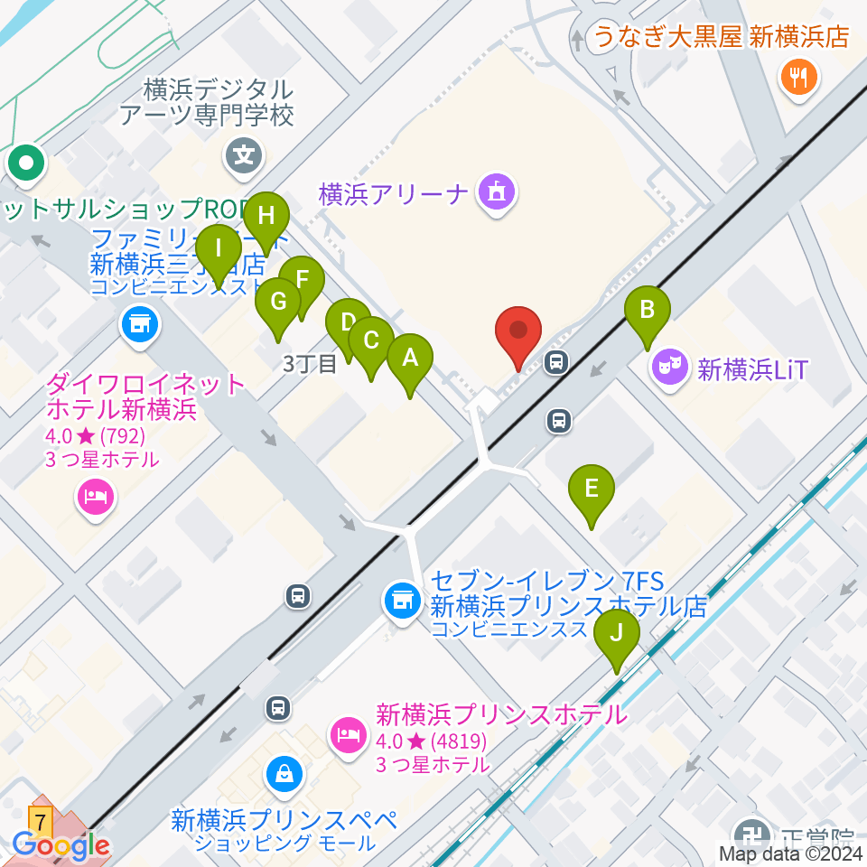 新横浜NEW SIDE BEACH周辺の駐車場・コインパーキング一覧地図