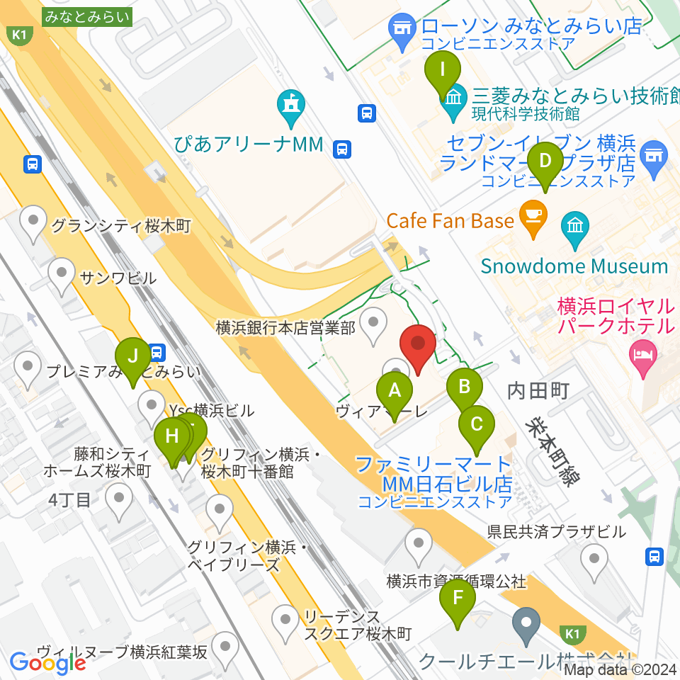 はまぎんホール ヴィアマーレ周辺の駐車場・コインパーキング一覧地図
