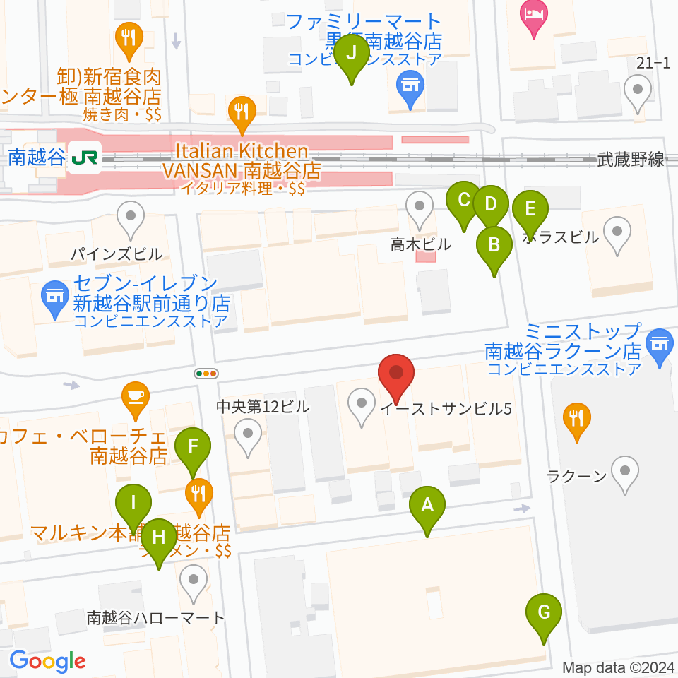 MACS大野楽器 南越谷店スタジオ周辺の駐車場・コインパーキング一覧地図