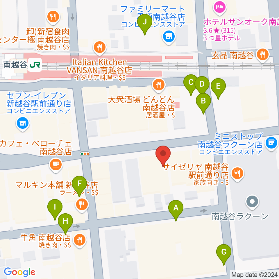 MACS大野楽器 南越谷店スタジオ周辺の駐車場・コインパーキング一覧地図