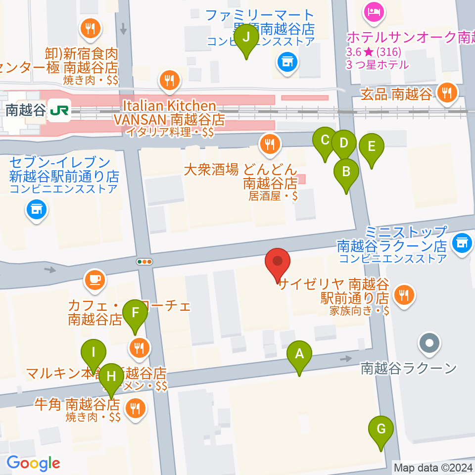 MACS大野楽器 南越谷店スタジオ周辺の駐車場・コインパーキング一覧地図