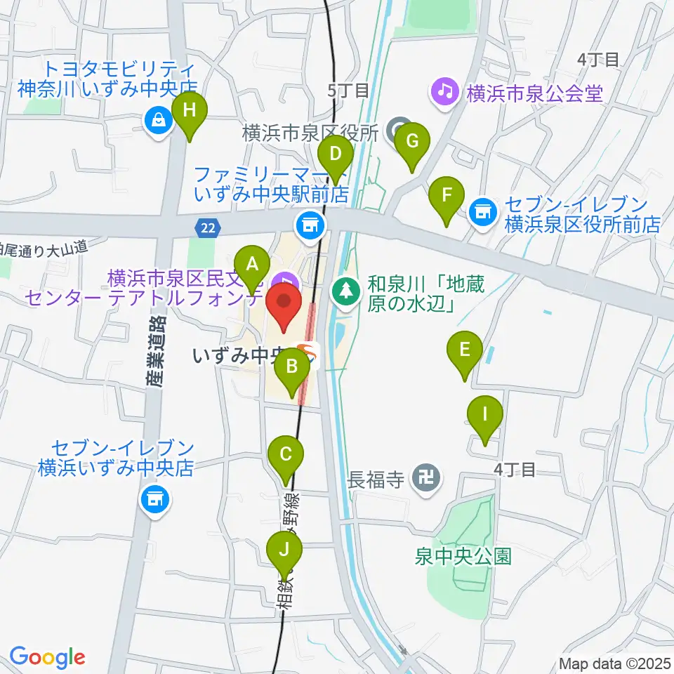 横浜市泉区民文化センター テアトルフォンテ周辺の駐車場・コインパーキング一覧地図