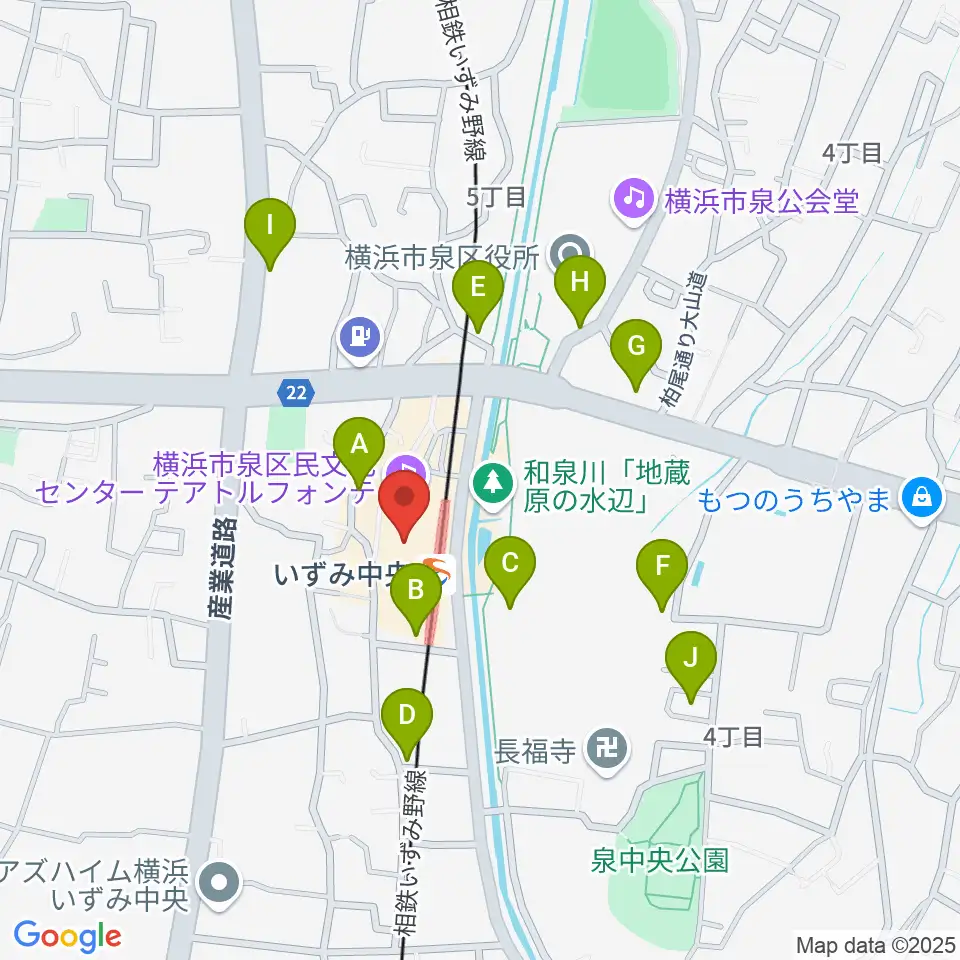 横浜市泉区民文化センター テアトルフォンテ周辺の駐車場・コインパーキング一覧地図