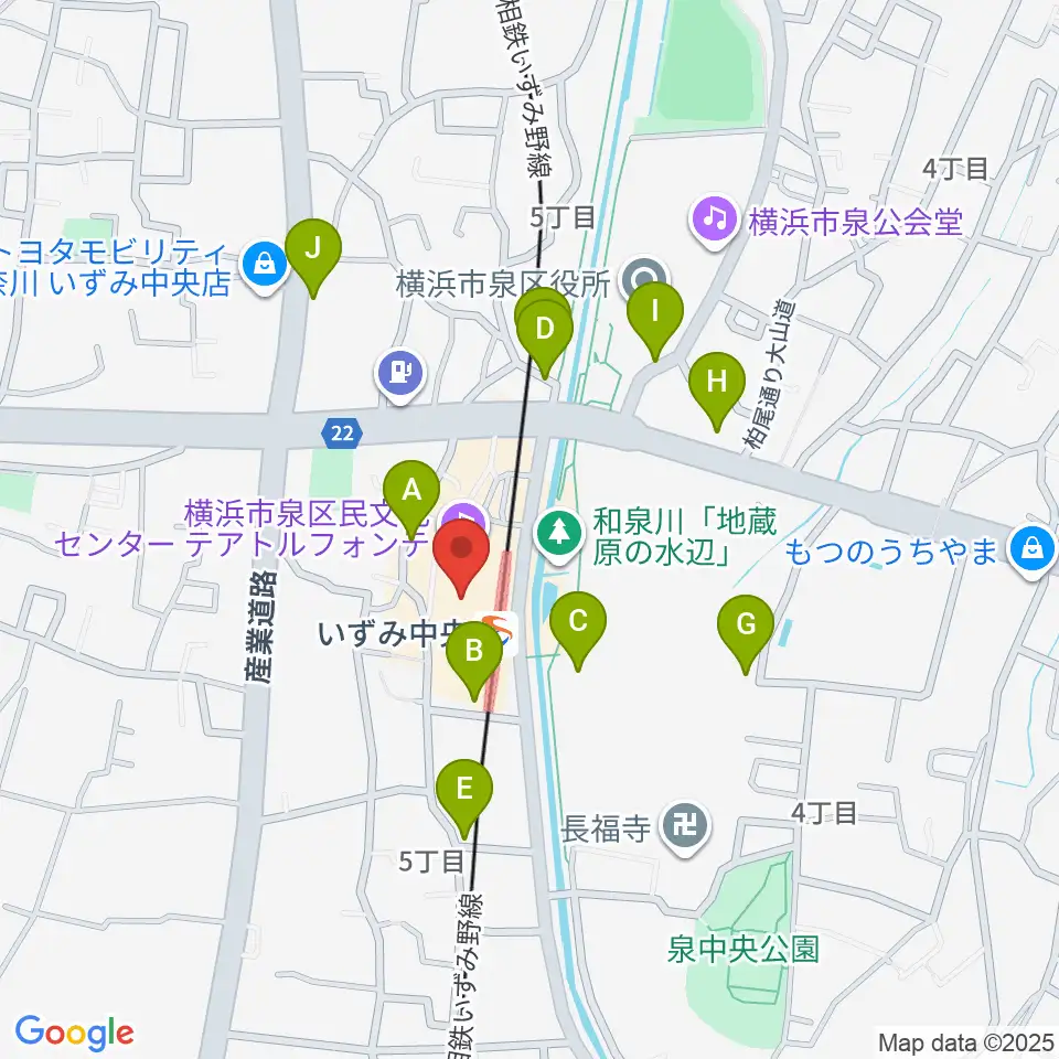 横浜市泉区民文化センター テアトルフォンテ周辺の駐車場・コインパーキング一覧地図