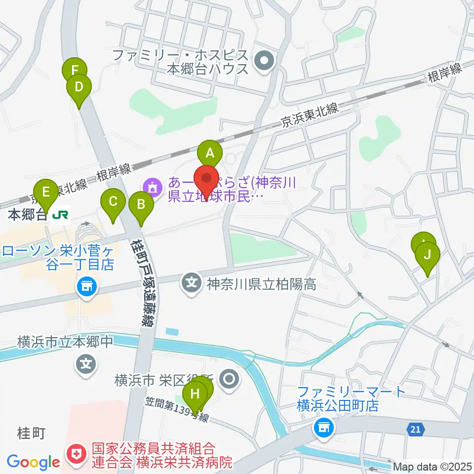 横浜市栄区民文化センター リリス周辺の駐車場・コインパーキング一覧地図
