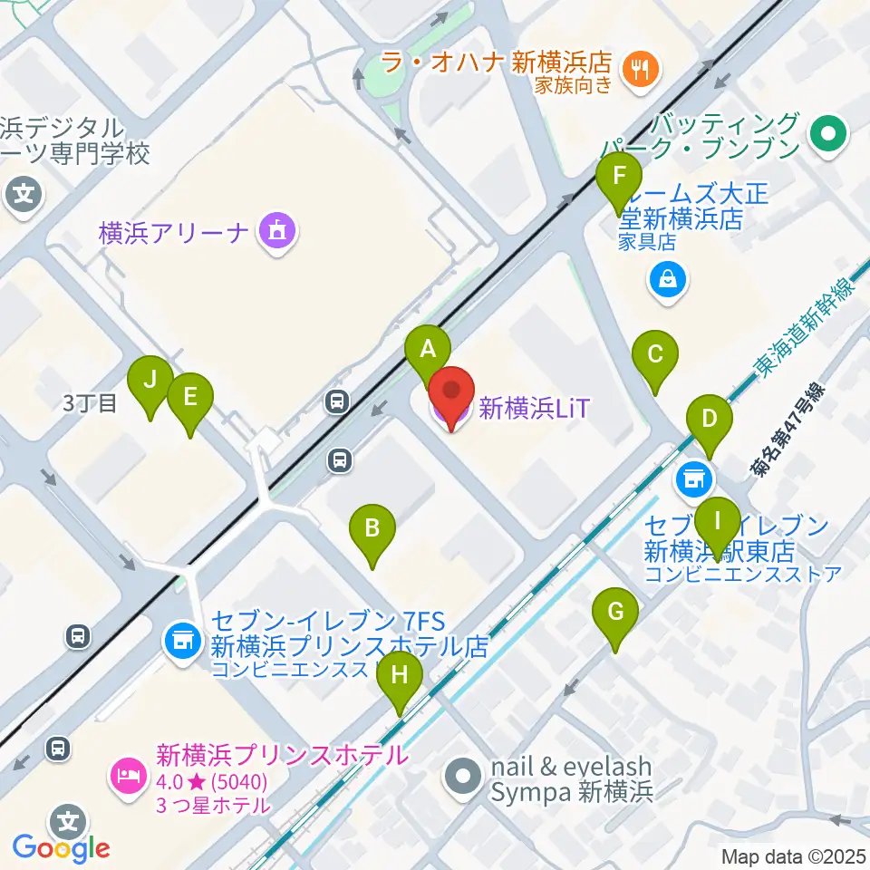 新横浜LiT周辺の駐車場・コインパーキング一覧地図