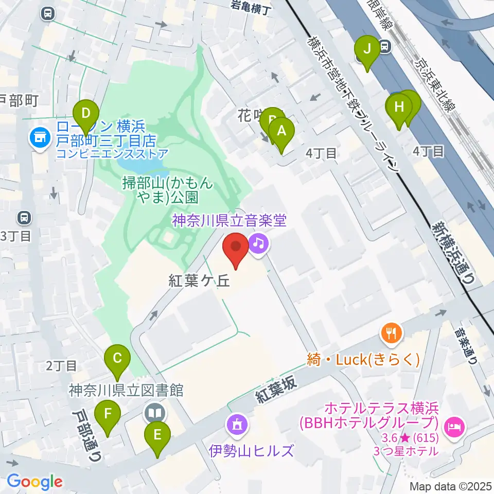 神奈川県立音楽堂周辺の駐車場・コインパーキング一覧地図