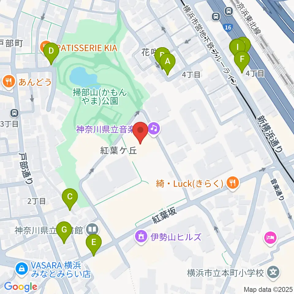 神奈川県立音楽堂周辺の駐車場・コインパーキング一覧地図