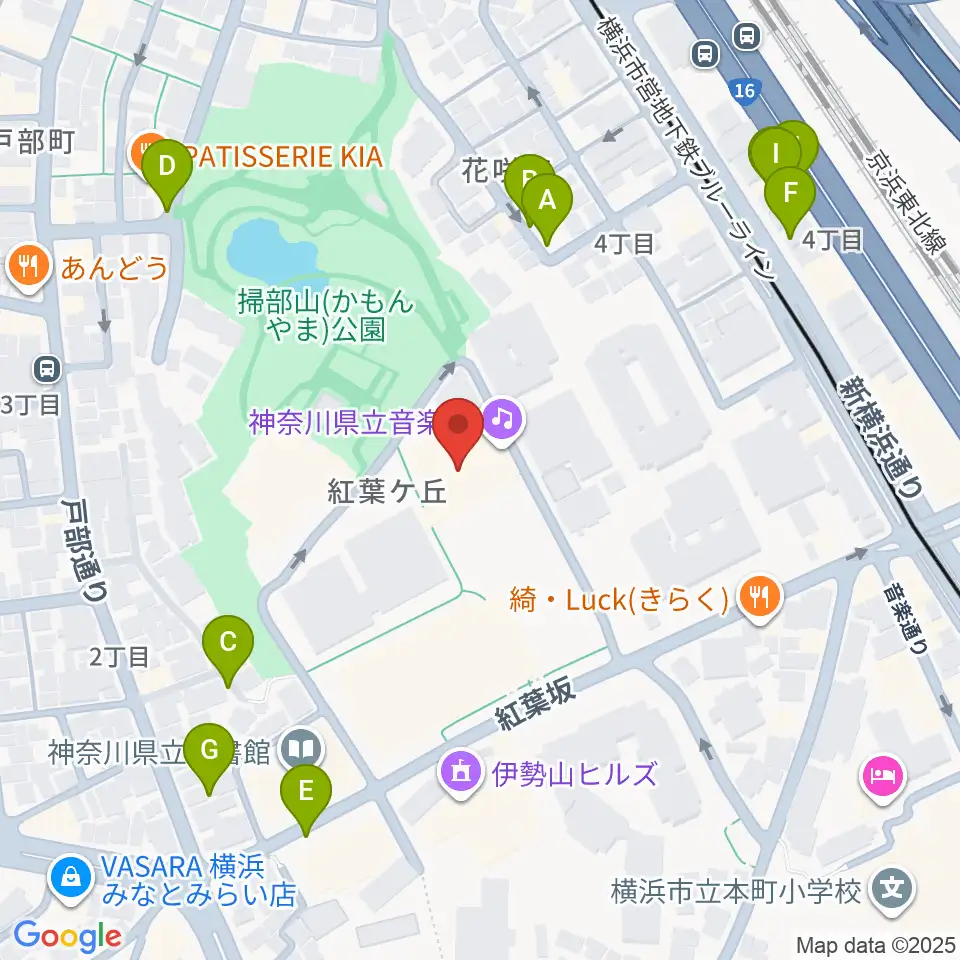 神奈川県立音楽堂周辺の駐車場・コインパーキング一覧地図