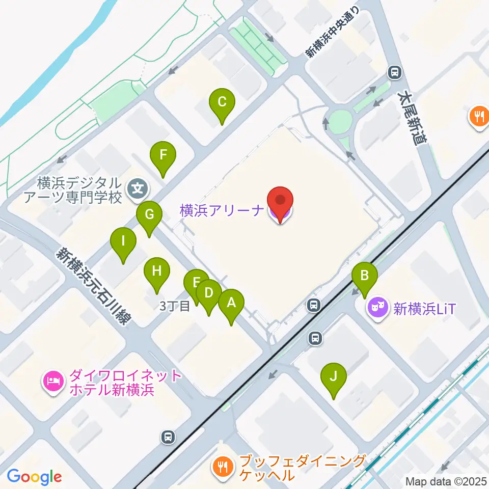 横浜アリーナ周辺の駐車場・コインパーキング一覧地図