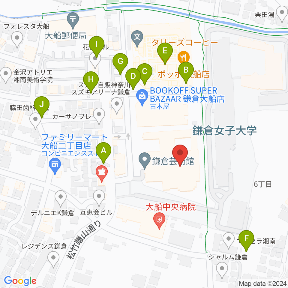 鎌倉芸術館周辺の駐車場・コインパーキング一覧地図