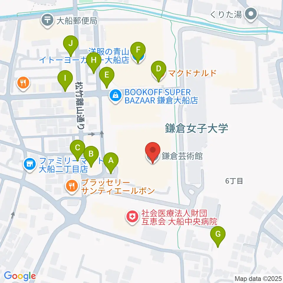 鎌倉芸術館周辺の駐車場・コインパーキング一覧地図