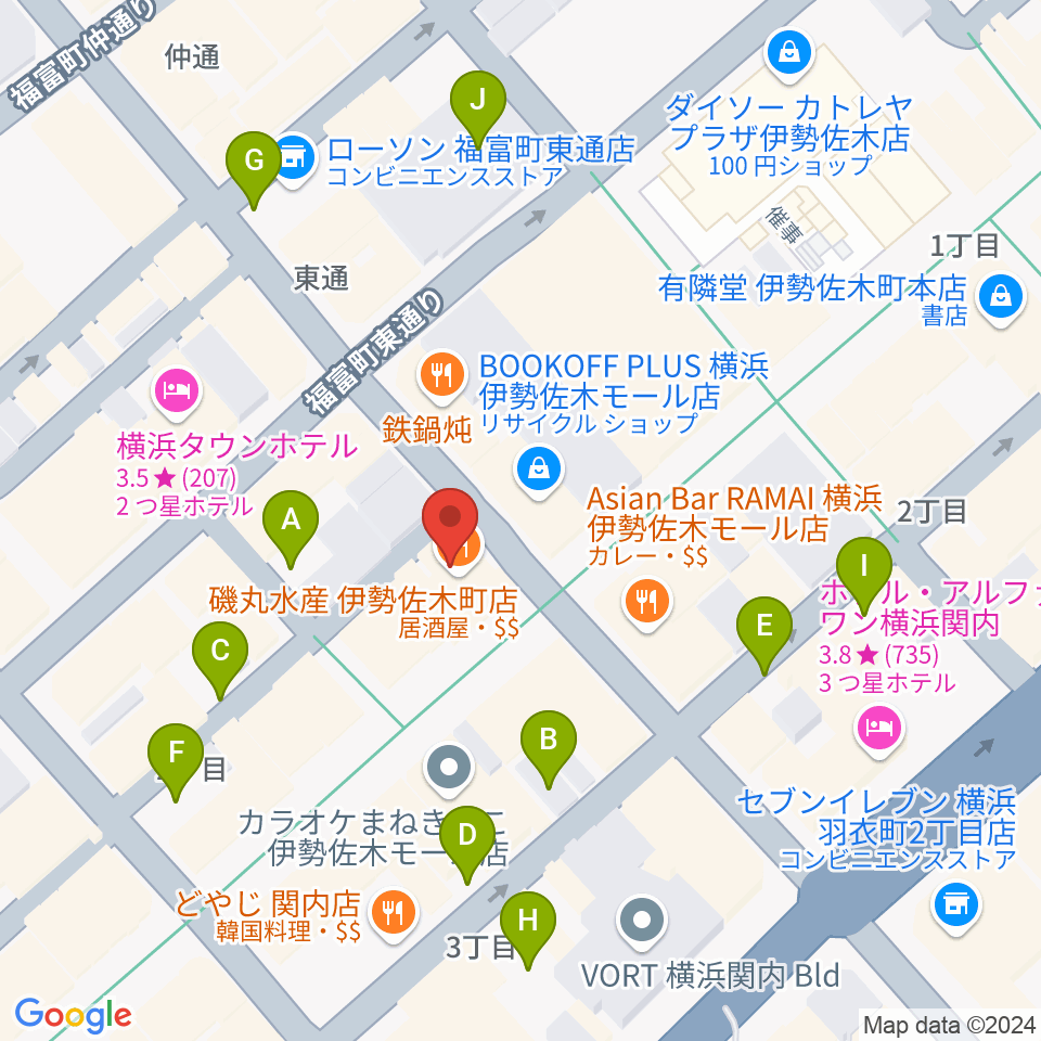 伊勢佐木町ジョンジョン周辺の駐車場・コインパーキング一覧地図