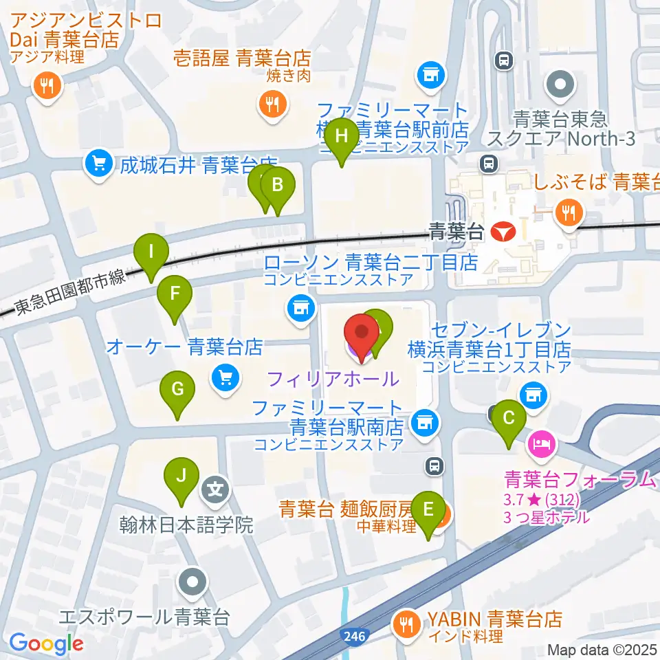 フィリアホール 横浜市青葉区民文化センター周辺の駐車場・コインパーキング一覧地図