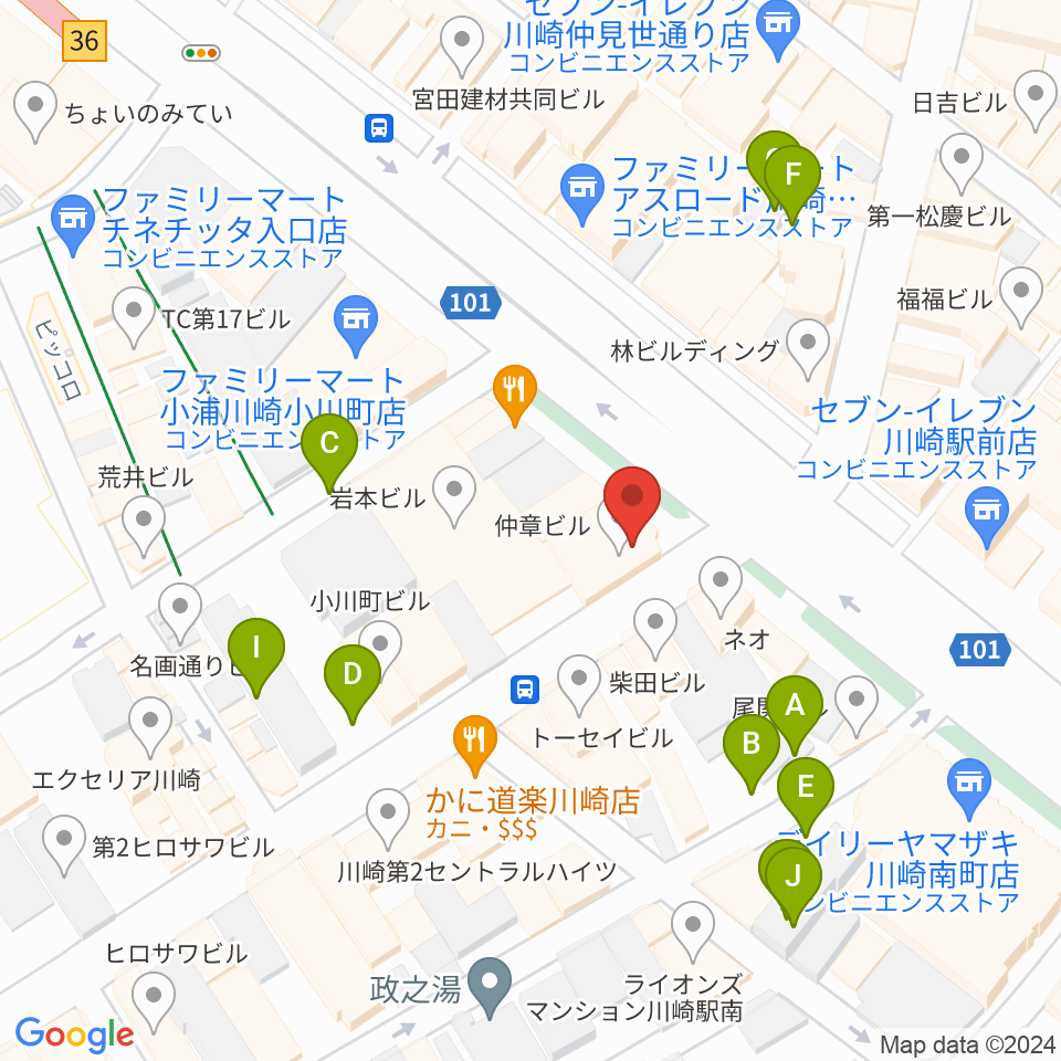 川崎セルビアンナイト周辺の駐車場・コインパーキング一覧地図