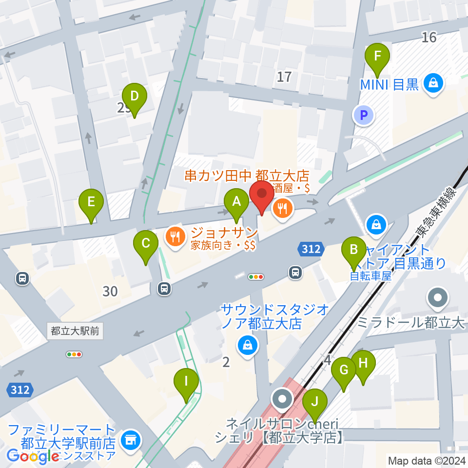 都立大学ジャミン周辺の駐車場・コインパーキング一覧地図