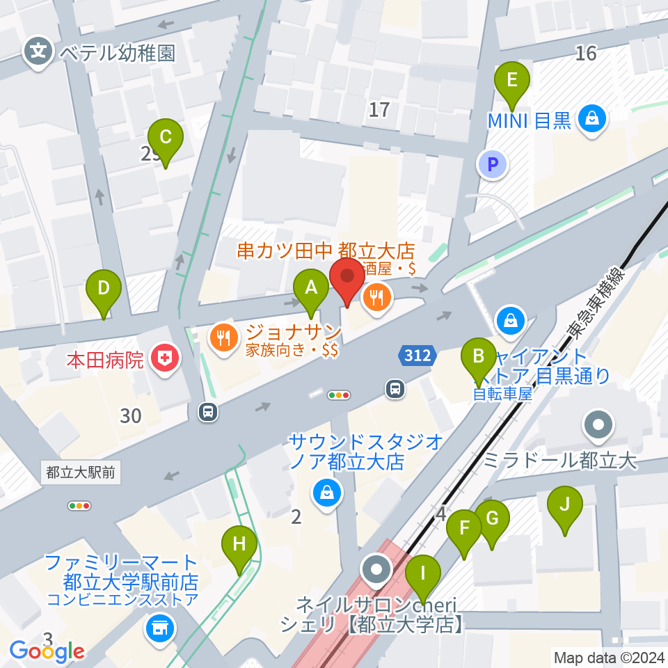 都立大学ジャミン周辺の駐車場・コインパーキング一覧地図