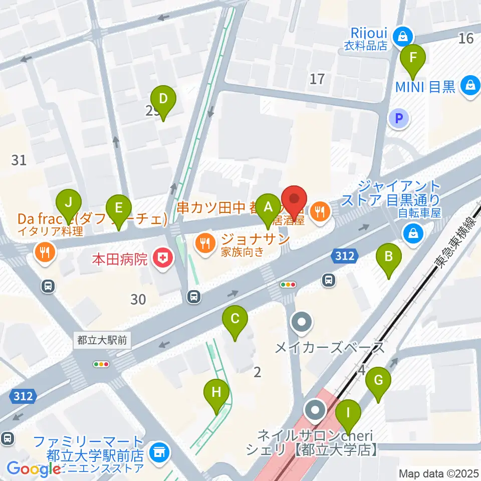 都立大学ジャミン周辺の駐車場・コインパーキング一覧地図