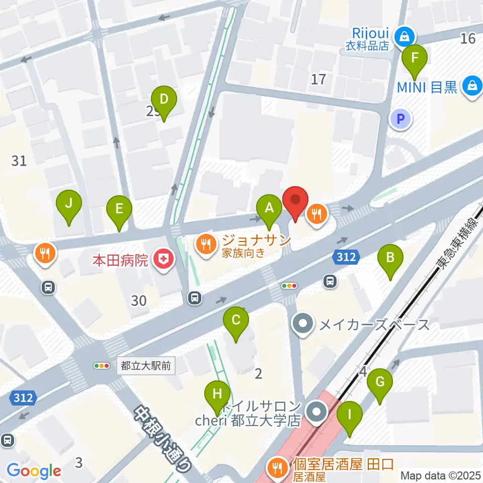 都立大学ジャミン周辺の駐車場・コインパーキング一覧地図