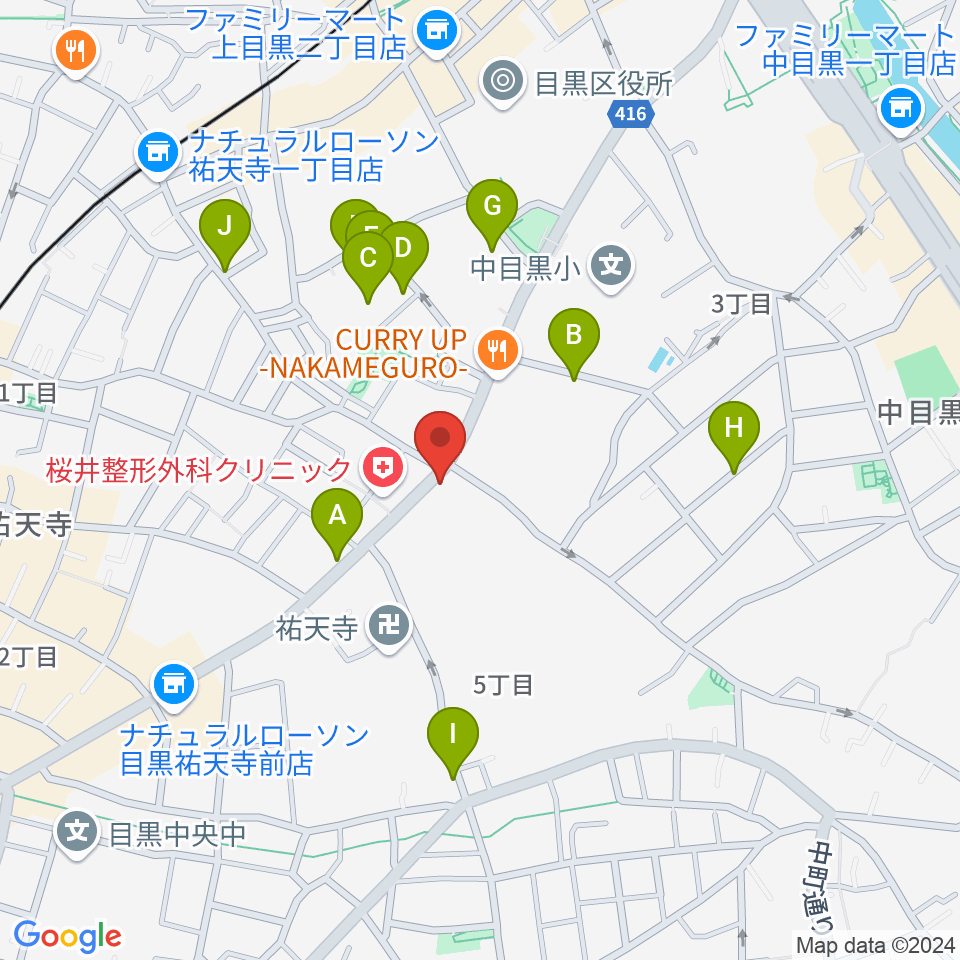 中目黒FJ's周辺の駐車場・コインパーキング一覧地図