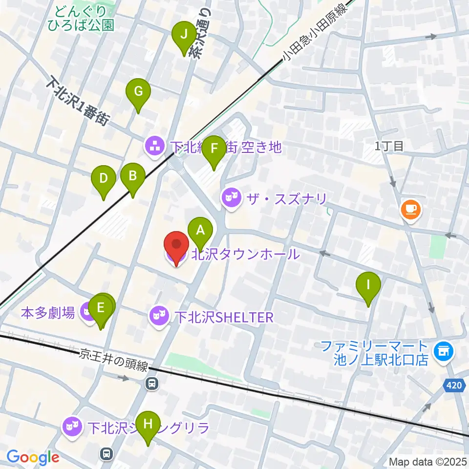 北沢タウンホール周辺の駐車場・コインパーキング一覧地図