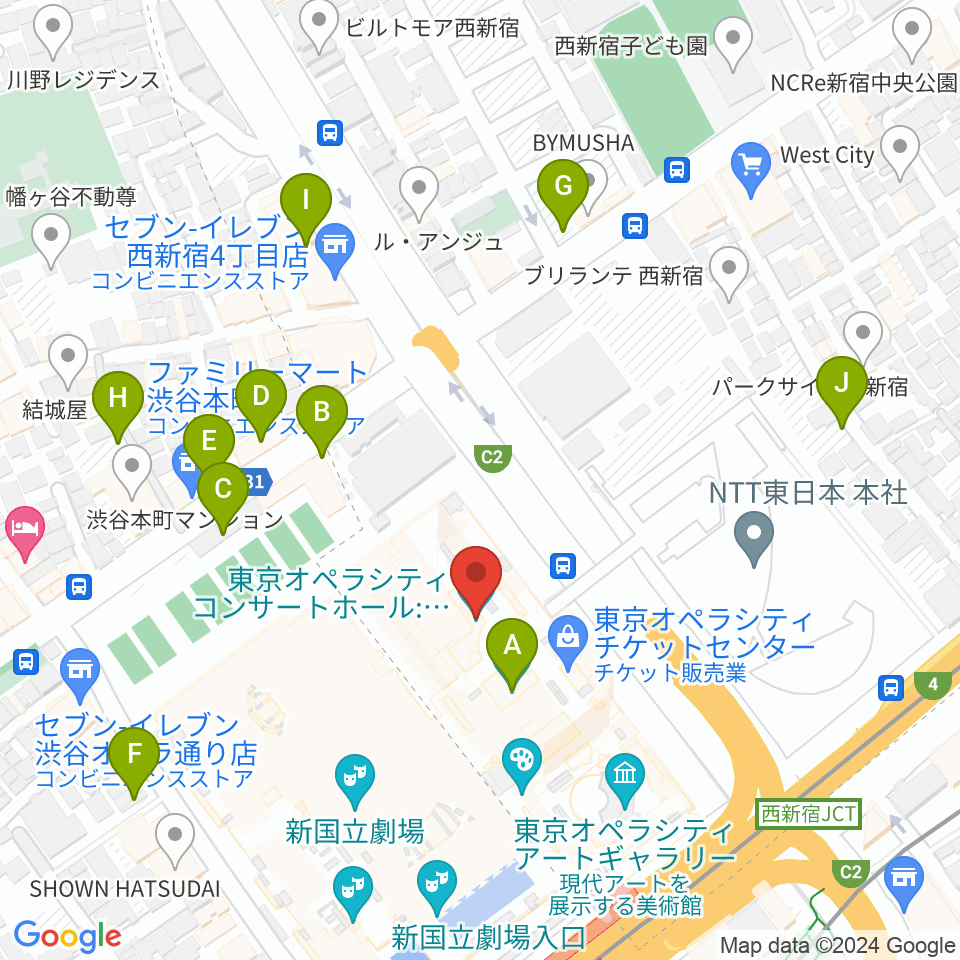 東京オペラシティ周辺の駐車場・コインパーキング一覧地図